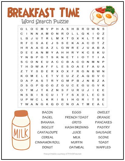 Can you find all your favorite morning foods in our FREE printable Breakfast Time Word Search Puzzle? Great for use at home or in the classroom, the 24 words in this puzzle are great for solvers of all ages! Finding Words Puzzle, Puzzle Sheets Free Printable, Find The Words Puzzle, Food Word Search, Fun Sheets, Word Puzzles For Kids, Free Word Search Puzzles, Kids Word Search, Word Search Puzzles Printables