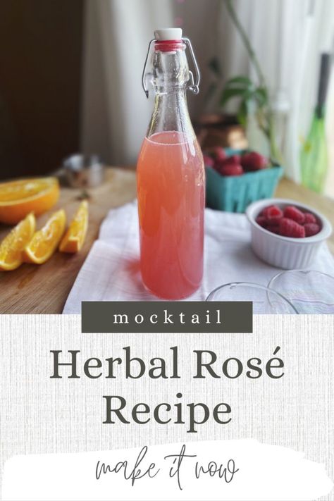 Witchy Drinks Non Alcoholic, Diy Non Alcoholic Spirits, Wine Mocktail Recipe, Herbal Elixir Recipes, Herb Infused Mocktails, Rose Mocktail Recipe, Non Alcoholic Wedding Drinks, Herbal Cocktail Recipes, Herbal Mocktail Recipes