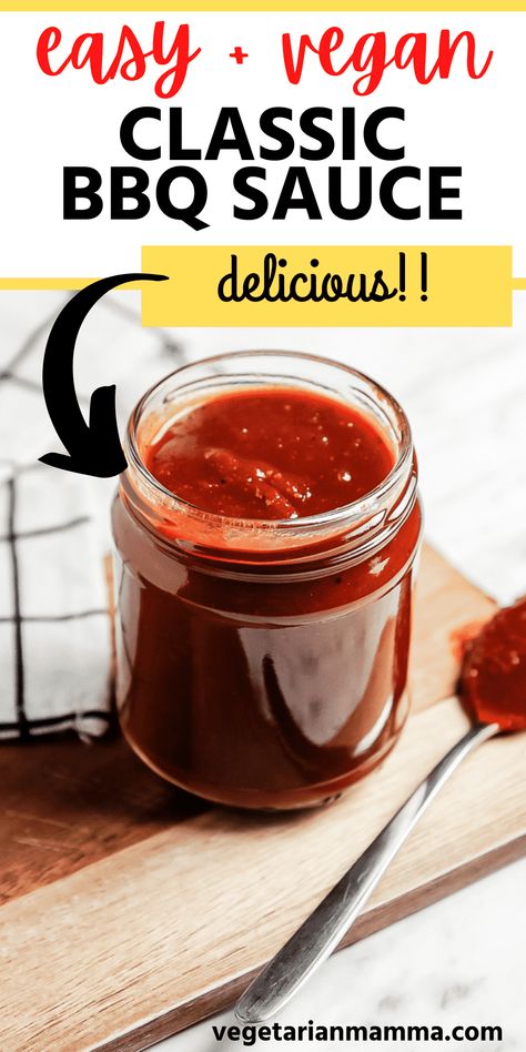 Vegan Bbq Sauce Recipe, Gluten Free Worcestershire Sauce, Vegan Bbq Sauce, Jackfruit Pulled Pork, Vegan Sauce Recipes, Best Barbecue Sauce, Bbq Sauce Ingredients, Vegan Barbecue, Easy Grilling Recipes