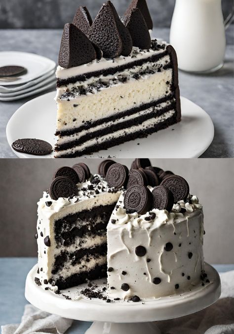 Indulge your senses with the ultimate Oreo Cookies and Cream Cake! 🍰✨ This show-stopping dessert features layers of moist Oreo-infused cake, generously filled and frosted with a luscious Oreo buttercream. Drizzled with a rich chocolate ganache and adorned with extra Oreo goodness, this cake is a celebration of the iconic cookie's flavors. Perfect for birthdays, special occasions, or any day you're craving a decadent treat. 🎉🍫🍪 Pin this recipe to make your celebrations extra sweet! #Oreo ... Gin Dessert, Birthday Oreo Cake, Oreo Cakes, Oreo Delight, White Chocolate Oreos, Oreo Frosting, Drop Cake, Oreo Filling, Chocolate Oreo Cake