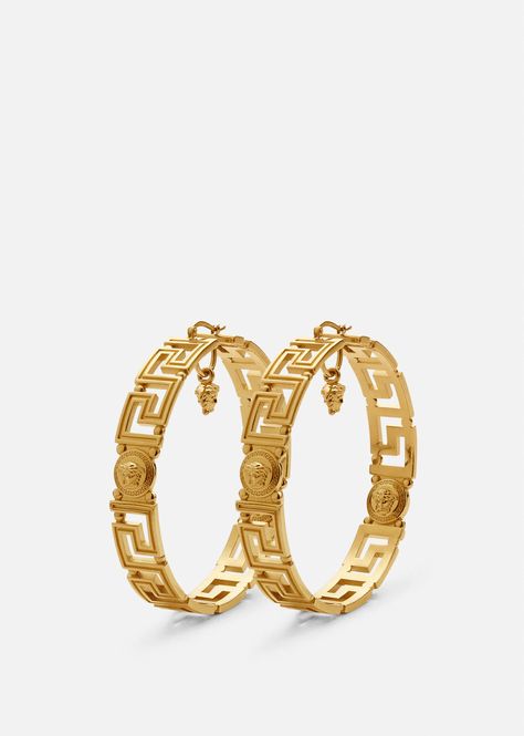 Luxury Clothes Men, Versace Gold, Versace Jewelry, Hoop Earrings Style, Versace Home, Versace Accessories, Earrings In Gold, Earring Sale, Luxury Clothing