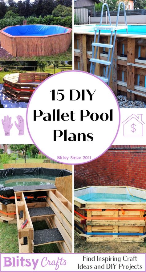 15 diy pallet pool ideas that you can build at 0 Pallet Swimming Pool Diy, Backyard Diy Pool Ideas, Pallet Hot Tub Deck, Pool Deck Made From Pallets, Pallet Deck Around Pool, Pallet Pool Surround, Diy Pallet Backyard Ideas, Pallet Pool Decks For Above Ground Pools, Pallets Around Pool