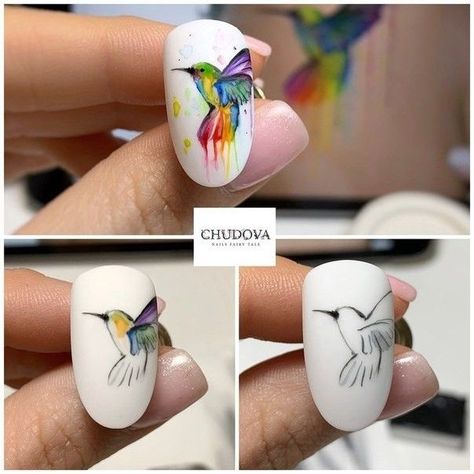 Bird Nail Art, Animal Nail Designs, Unghie Nail Art, Animal Nail Art, Art Deco Nails, Nail Drawing, Gel Nail Art Designs, Animal Nails, Nail Art Designs Diy