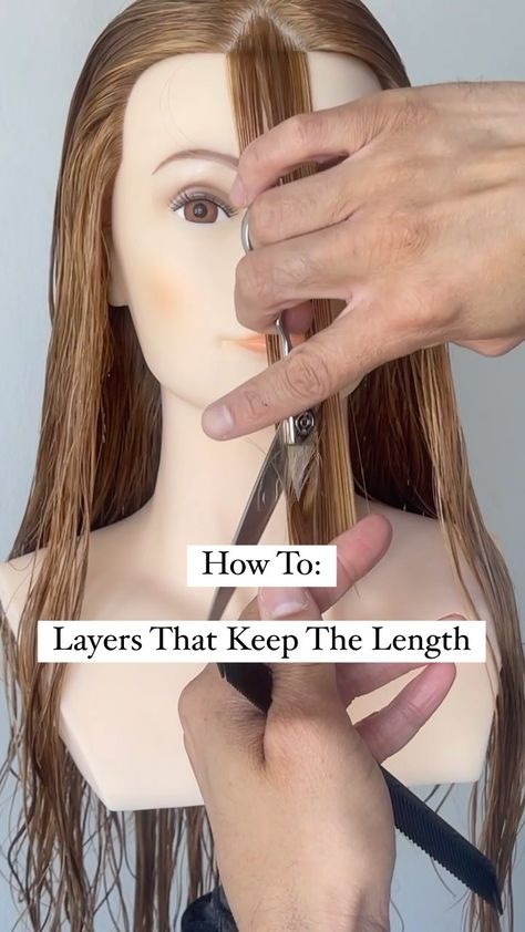 Connected Layers Haircut, Framing Face Layers Medium Hair, Face Framing Layers Tutorial, Diy Long Layers, How To Cut Long Layers Yourself, How To Give Yourself Layers, How To Cut Long Layers, Layers Around Face, Wavy Hair Diy