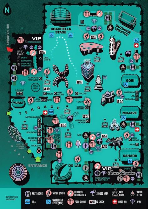 Festival Map, Photoshop Shortcut, Space Map, Coachella 2015, Coachella Party, Visual Map, Coachella Music Festival, Music Festival Poster, Event Template