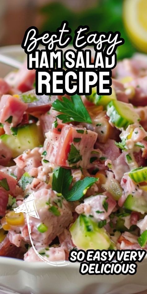 Best Easy Ham Salad Recipe—a versatile dish that's perfect for sandwiches, salads, or as a delightful appetizer. Bursting with flavor and texture, this recipe combines tender chunks of ham with crunchy vegetables and a creamy dressing, creating a satisfying dish that's sure to become a Ham Salad Recipe Pioneer Woman, Ham Salad Sandwiches, Easy Ham Salad, Ham Salad Recipe, Ham Salad Sandwich, Ham Salad Recipes, Ham Dishes, Whole Ham, Keto Salads