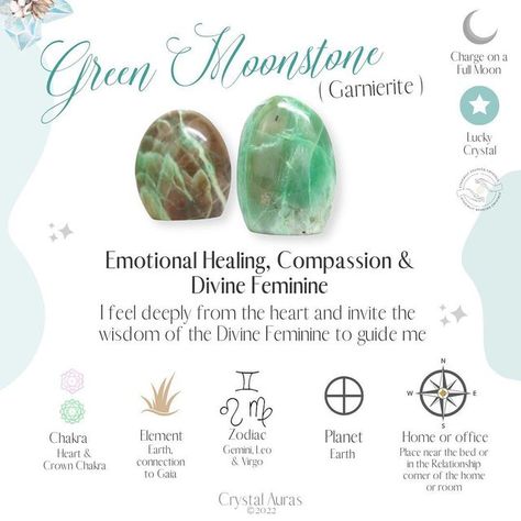 Green Moonstone Crystal Meaning, Green Moonstone Meaning, Green Moonstone, Chakra Health, Zodiac Elements, Crystal Vibes, Earth Gift, Moonstone Crystal, Earth Elements