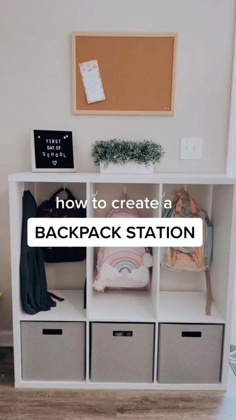 Jun 26, 2023 - This Pin was created by Simply Kerene on Pinterest. DIY Backpack Station | Entryway Backpack Station, Diy Backpack, Hal Decor, Drop Zone, Kids Room Organization, Home Organisation, Organization Kids, Home Organization Hacks, Awesome Bedrooms