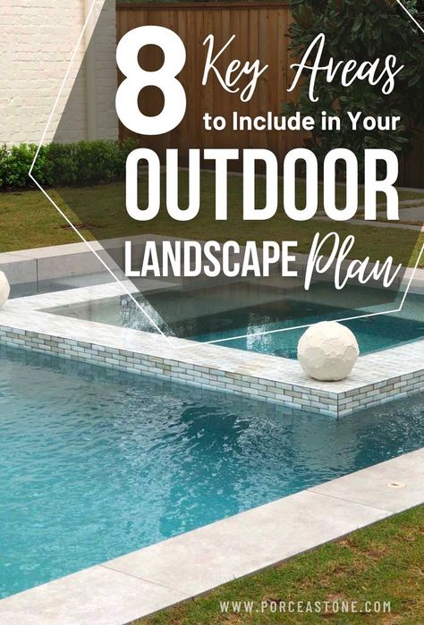 8 Key Areas to Include in Your Outdoor Landscape Plan Outdoor Porcelain Tile, Paving Ideas, Courtyard Landscaping, Grey Patio, Outdoor Paving, White Patio, Outdoor Landscape, Patio Flooring, Landscape Plan