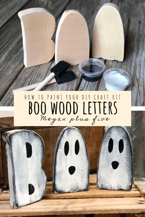 Wood Letters Diy, Letter Cutouts, Simple Halloween Decor, Craft Kits For Adults, Letters Diy, Fall Wood Crafts, Hallowen Ideas, Halloween Wood Crafts, Wood Block Crafts