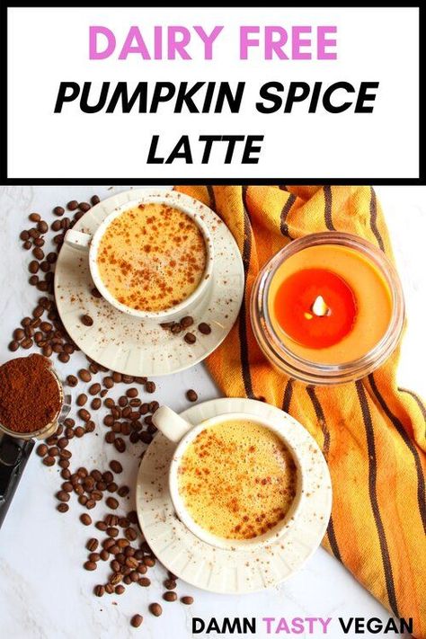 Creamy, easy VEGAN pumpkin spice latte recipe. Made from canned coconut milk. Delicious and easy to make. Perfect vegan cozy fall drink. Gluten free and dairy free. How to make starbucks pumpkin spice latte at home. How to veganize starbuck’s pumpkin spice latte. Better than Starbucks pumpkin spice latte. #pumpkinspice #falldrinks #veganlatte #veganrecipe #pumpkinspicelatte www.damntastyvegan.com Fancy Beverages, Nonalcoholic Drink, Vegan Pumpkin Spice Latte, Vegan Latte, Pumpkin Spice Latte Recipe, Holiday Beverages, Starbucks Pumpkin Spice Latte, Vegan Pumpkin Spice, Dairy Free Pumpkin