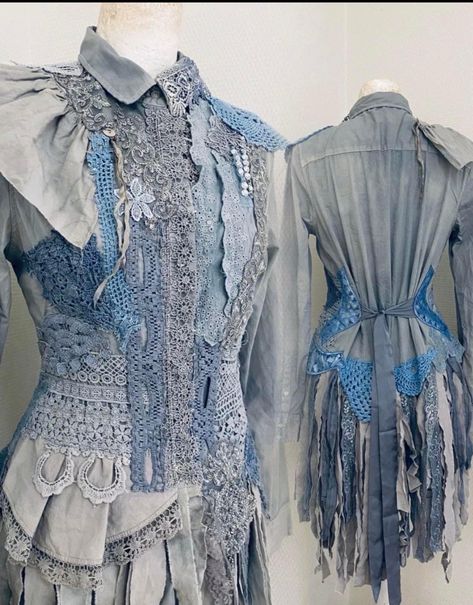 Victorian Inspired Fashion, Denim Upcycle, Modern Fairy, Steampunk Items, Upcycling Clothes, Textile Techniques, Sew Patterns, Shabby Chic Clothes, Historic Fashion