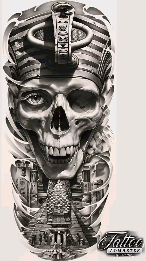 Egyptian Queen Tattoos, Pharaoh Tattoo, Tattoo Machine Art, Egypt Tattoo Design, Egyptian Tattoo Sleeve, Cobra Art, Realistic Tattoo Sleeve, Egypt Tattoo, Full Sleeve Tattoo Design