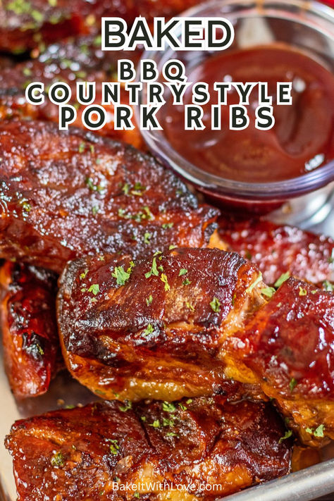 Oven-Baked BBQ Boneless Country Style Pork Ribs Pork Side Ribs, Pork Shoulder Ribs, Pork Side Ribs Oven, Boneless Country Style Pork Ribs, Country Ribs, Boneless Pork Ribs, Country Style Pork Ribs, Bbq Pork Chops, Boneless Ribs