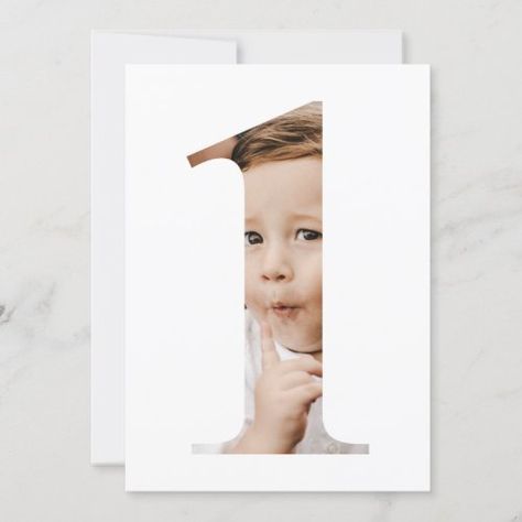 $2.95 | Simple Minimalist Photo Number One First Birthday #baby, first, one, first birthday, minimal, minimalist, simple, number one, stylish, 1st birthday Simple 1st Birthday Party Boy, Birthday Minimal, Baby Birthday Party Theme, Boys 1st Birthday Party Ideas, First Birthday Pictures, Bday Invitations, Photo Birthday Invitations, Minimalist Photos, Fiesta Birthday