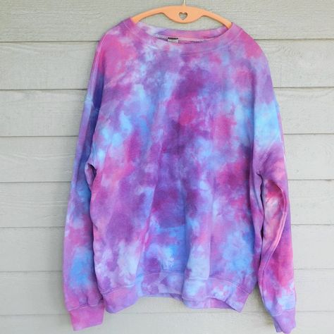 Hand Dyed With Love By Me Unisex Sizing Large Purple, Sky Blue & Fuchsia Tie Dye Sweatshirt. The Chest Measurement Is 24 Inches. The Length Is 26 Inches. The Sweatshirt Brand Is Gildan. 50% Cotton And 50% Polyester. *Smoke Free Cat Friendly Home *No Trades *Color/Texture May Vary Due To Lighting And Devices Bundle 3 Or More Items And Save 10% Items Or Bundles Weighing More Than 5 Pounds Will Have Additional Shipping Cost. Check Out The Beaded Jewelry & Tie Dye Sweatshirts I Made In The Boutique Dye Sweatshirt, Ice Melting, Reading Gifts, Watercolor Effects, Ice Dyeing, Tie Dye Sweatshirt, Free Cat, Blue Raspberry, Tie And Dye