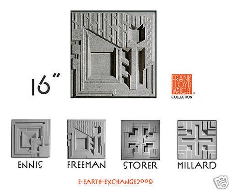 Frank Lloyd Wright FREEMAN HOUSE BLOCK PLAQUE 16 Tile Textile Blocks Frank Lloyd Wright, Freeman House Frank Lloyd Wright, Ennis House Frank Lloyd Wright, Frank Lloyd Wright Fallingwater, Falling Water Frank Lloyd Wright, Steel Gate Design, 3d Tiles, Steel Gate, Lloyd Wright