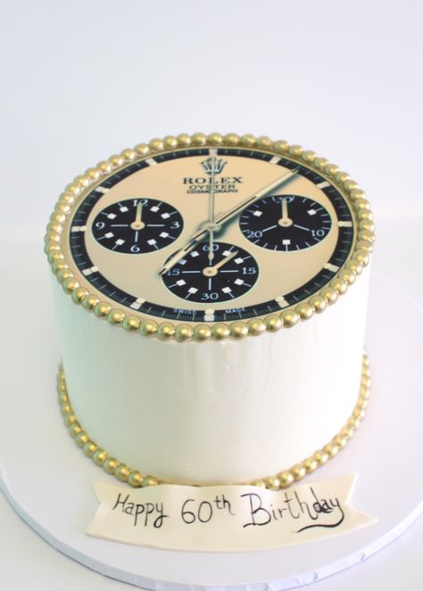 Watch Cake Designs For Men, Rolex Cake For Men, Rolex Cake, Watch Cake, Hennessy Cake, Men Cakes, Sofia The First Cake, Bling Wedding Cakes, Cake Design For Men