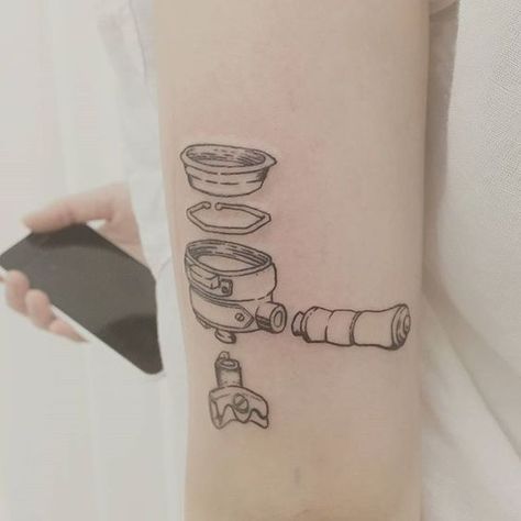 Tattoo artist: HongQ, unknown Coffee Cup Tattoo, Tattoo Cafe, Badass Girl, Cup Tattoo, Coffee Tattoos, Coffee Instagram, Coffee Poster, Coffee Design, Get A Tattoo