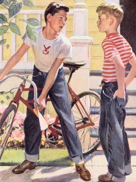 Pruitt Carter Ladies Home Journal 1944 1950 Paintings, Vintage Illustration 50s, 50s Artwork, 1950s People, Alan Aesthetic, 1950s Boy, 1950s Aesthetic, 40s Art, Vintage American Art