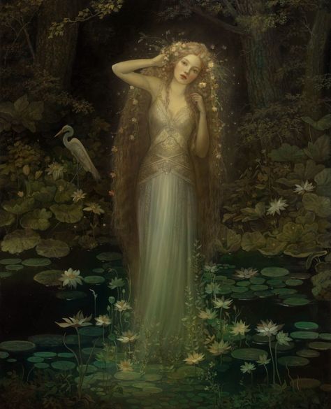 Annie Stegg Gerard (@anniestegg) • Instagram photos and videos Annie Stegg Gerard, Annie Stegg Art, Undines Water Nymphs, Anthousai Nymphs, Nymph Art Character Design, Water Nymph Art, Dreamy Art Aesthetic, Siren Girl, Lady In The Lake