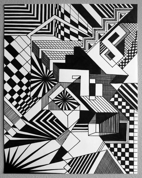 Temel sanat Zantangle Art, Motif Art Deco, Geometric Shapes Art, Art Optical, Geometric Design Art, Line Artwork, Mandala Art Lesson, Geometry Art, Shape Art