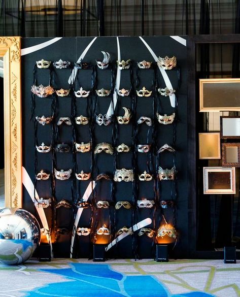 Behind the mask, the magic happens! 🎭✨ We had an absolute blast creating this stunning masquerade wall for the incredible Thrive 2024 event! Bringing the vision to life one detail at a time. Who’s ready to thrive with us? 💫

#masqueradeball #mask #masqueradetheme #masqueradedecor #goldandblack #blackandgold #silver #maskwall #custommaskwall #custommasks #mirrors #maskdecor #eventdecor #event #decor #customdecor #golddecor #blackdecor #whitedecor #elegantdecor #customtheme #custom Venetian Masquerade Ball Decorations, Masquerade Ball Color Palette, Masquerade Ball Party Decorations, Masquerade Party Decorations Diy, Masquerade Prom Theme, Masquerade Photo Booth, Masquerade Ball Theme, Masquerade Party Ideas, Hoco Decor