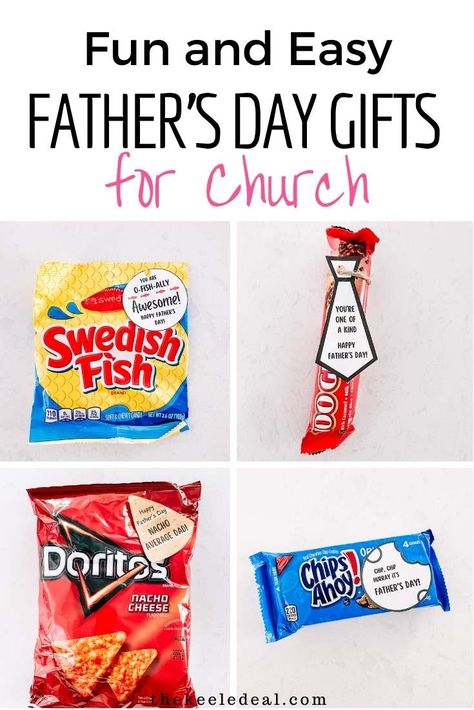 10+ Unique Father's Day Gift Ideas for Church (+ Printable Tags) - The Keele Deal Father’s Day Treats Lds, Father’s Day Ideas Easy, Sunday School Fathers Day Gift Ideas, Father’s Day Snack Gift Ideas, Fathers Day Treats For Church, Father's Day Handouts For Church, Father's Day Gift Treats, Father’s Day Gifts For Church Dads, Fathers Day Snack Ideas