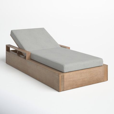 Joss & Main Gardella Outdoor Eucalyptus Chaise Lounge | Wayfair Wood Chaise, Wood Chaise Lounge, Teak Chaise Lounge, Linen Cushions, Spa Chair, Ship Decor, Outdoor Chaise Lounge Chair, Chaise Lounge Sofa, Sun Water