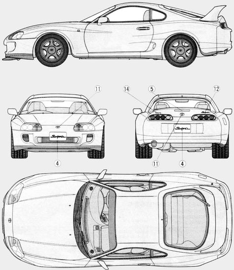 Toyota Supra 1992 Blueprint - Download free blueprint for 3D modeling Supra A80, Blueprint For 3d Modeling, Paper Model Car, Car Aesthetics, Supra Mk4, Cars Aesthetic, Toyota Supra Mk4, Cool Car Drawings, Aesthetic Car