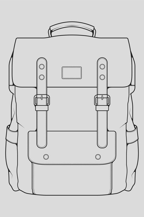 School Bag Sketch, Backpack Template, Backpack Drawing, School Illustration, Bag Illustration, Drawing Bag, Fashion Illustration Sketches Dresses, Flat Sketches, Sketch Style