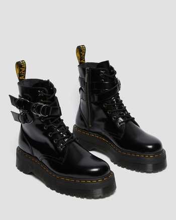 Jadon Hardware Leather Platform Boots | Dr. Martens Platform Boots Black, Dr Martens Jadon, Leather Platform Boots, Black Dr Martens, Yellow Heels, Black Platform Boots, Dr Martens Black, Boots Uk, High Leg Boots