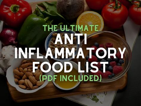 The Ultimate Anti-inflammatory Food List (PDF included) - Jackie Silver Nutrition Inflamatory Foods, Mind Diet, Anti Inflammation, Inflammatory Foods, Food Science, Diet Food List, Food List, Nutrition Program, Diet Food