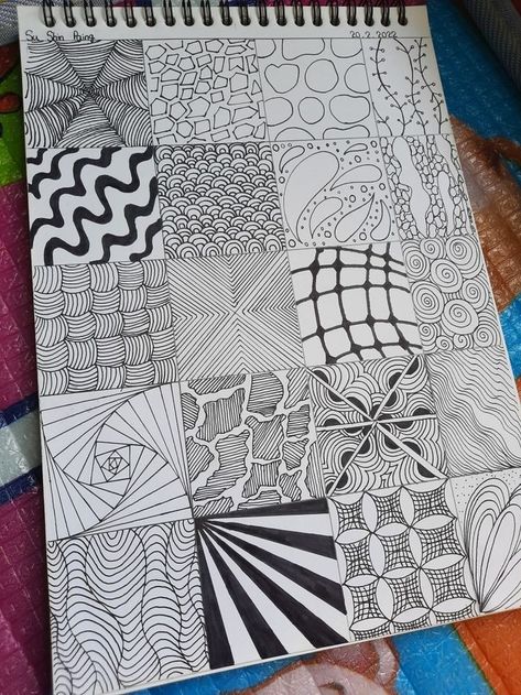 Drawing Ideas Shapes, Unique Patterns Drawing, Random Designs Pattern To Draw, Patterns To Draw When Bored, Zentangle Patterns Tutorial, Simple Sketch Ideas Doodles, Easy Designs To Draw Pattern, Shape Element Of Art Drawings, Full Page Doodle Easy