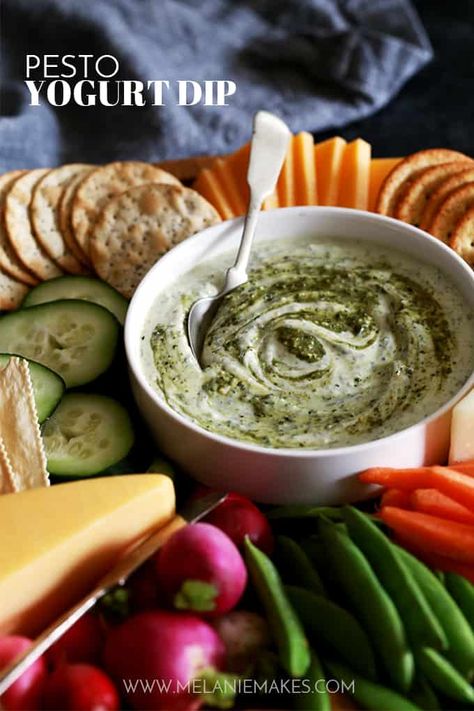 Poolside Appetizers, Recipes Using Pesto, Pesto Appetizers, Healthy Appetizers Easy, Pesto Dip, Two Ingredient, Taco Dip, Yogurt Dip, Dip Recipes Easy