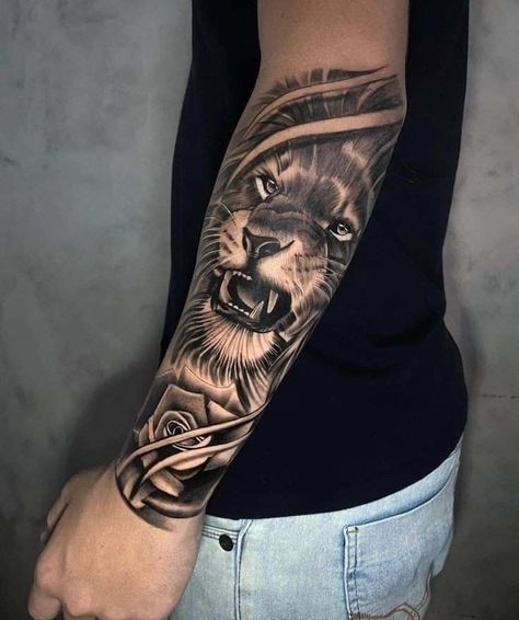 Lion Tattoo Design Forearm, Lion Tattoo Forearm, Lion Tattoo Men, Tato Realis, Lion Forearm Tattoos, Cute Tattoo Ideas, Terrible Tattoos, Haha Photos, Cute Tattoo