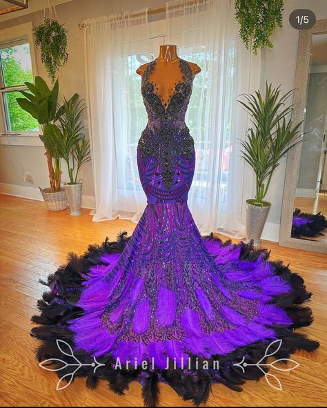 Purple And Black Prom Dresses, Purple And Gold Prom Dress, Black And Purple Prom Dress, Purple And Black Prom Dress, Black Wedding Dress Mermaid, Girl Prom, Custom Made Prom Dress, Purple Wedding Dress, Prom Inspo