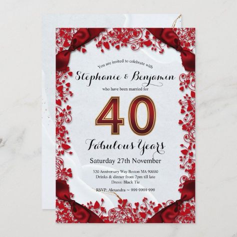 Elegant 40th Wedding Anniversary Ruby Chic Frame Invitation 40th Wedding Anniversary Invitations, Frame Invitation, 40 & Fabulous, 40th Wedding Anniversary, Wedding Anniversary Invitations, Chic Frames, Anniversary Invitations, 40th Anniversary, Anniversary Parties