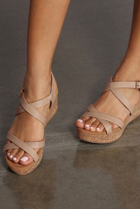 Strappy Wedge Sandals, Short Wedges Shoes, Low Wedge Heels, Women’s Wedges, Small Wedge Sandals, Summer Wedges Shoes, Nude Wedge Sandals, Wedge Sandals Outfit Dress, Casual Wedge Sandals With 4-inch Heel For Spring