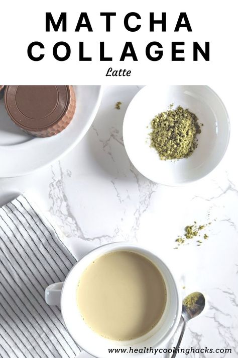 This matcha collagen latte is a perfect pick-me up in the afternoon. Not only does it have the super antioxidants from matcha, it also has collagen powder for skin, hair, nail and joint support. Hot Oats, Matcha Collagen, Health Benefits Of Collagen, What Is Matcha, Matcha Tea Powder, Matcha Benefits, Collagen Benefits, Cooking Hacks, Collagen Powder