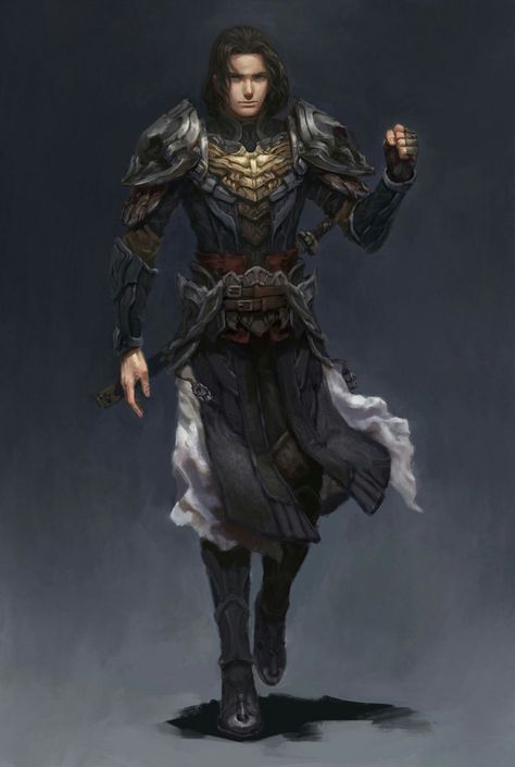 Male Human Warrior Knight Paladin Black Hair Heroic Fantasy, Human Male, Dungeons And Dragons Characters, Fantasy Armor, Fantasy Warrior, High Fantasy, Arte Fantasy, Character Design Male, Fantasy Rpg