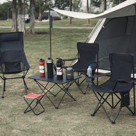 The folding camping chair weighs 4lbs. So you can take it everywhere with ease. It comes with a carrying bag for easy travel and to make storage easy. Whether you're tailgating, camping or watching your favorite sports team, the collapsible lounge chair is the perfect choice for you. 100% polyester fabric for a super-strong and lightweight fabric. The 16mm steel tube frame with powder coating creates a durable frame. The portable camping chair can support up to 300lbs . Camping Chairs Aesthetic, Best Camping Chairs, Beach Chairs Portable, Portable Camping Chair, Sport Chair, Folding Beach Chair, Lawn Chair, Outdoor Folding Chairs, Folding Camping Chairs