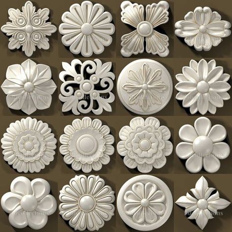 3D stl models 120+ pcs pack medallion for cnc router artcam aspire Router Cnc, Plaster Crafts, Formy Silikonowe, Free To Use Images, Clay Wall Art, Wood Carving Designs, Diy Upcycling, Carving Designs, Wood Carving Art