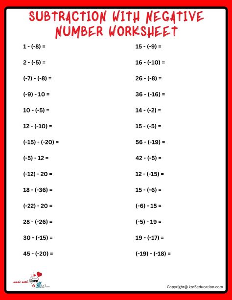 Math Key Words, Subtracting Integers Worksheet, Negative Numbers Worksheet, Math Integers, Negative Integers, Integers Worksheet, Subtracting Integers, Positive Numbers, School Material