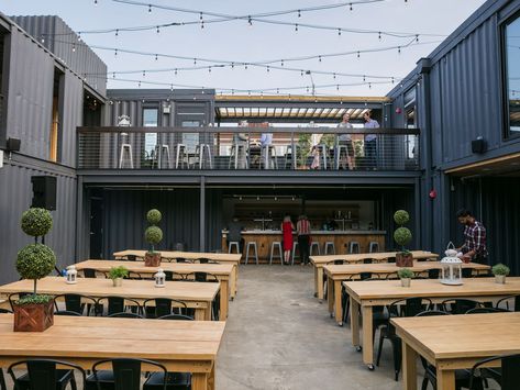 Shipping Container Restaurant, Shipping Container Cafe, Container Coffee Shop, Rooftop Restaurant Design, Container Restaurant, Container Cafe, Outdoor Restaurant Design, Container Bar, Food Park