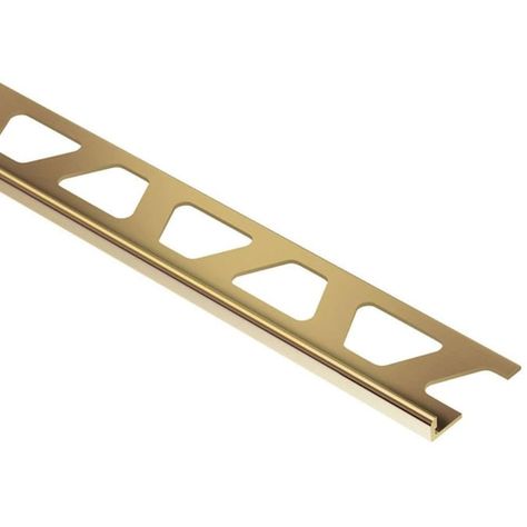 Schluter Systems Schiene 0.188-in W x 98.5-in L Solid Brass Brass L-angle Tile Edge Trim in the Tile Edge Trim department at Lowes.com Schluter Tile Edge, Brass Tile, Floor Transitions, Powder Room Inspiration, Bronze Tiles, Tile Edge Trim, Transition Strips, Bar Hardware, Brass Trim