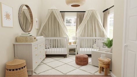 Modern Twin Nursery, Twin Babies Nursery, Twin Nursery Gender Neutral, Twin Nursery Room, Twin Baby Rooms, Twin Girls Nursery, Modern Baby Room, Twin Nursery, Gender Neutral Baby Nursery