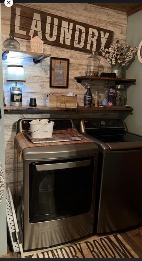 Small Laundry Space Ideas, Western Laundry Room Ideas, Western Laundry Room, Rustic Laundry Room Ideas, Country Laundry Room, Small Laundry Space, Farmhouse Diys, Western House, Farmhouse Decorating Ideas