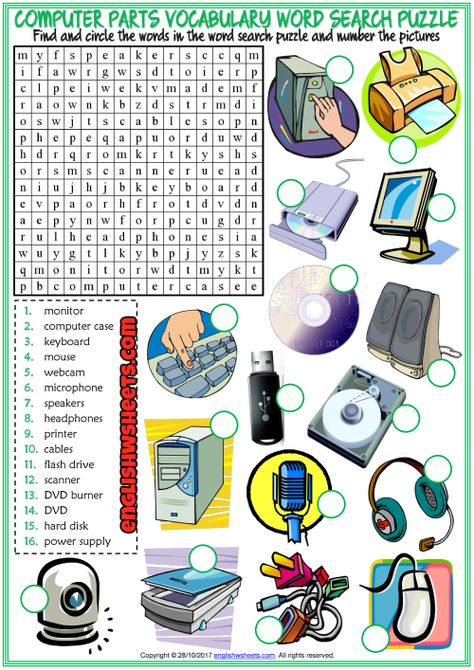 Computer Parts ESL Word Search Puzzle Worksheet For Kids Computer Activity Ideas, Technology Worksheets For Kids, Vocabulary Kindergarten, Technology Worksheets, Quadrilaterals Activities, Computer Worksheet, Computer Activities For Kids, Vocabulary Games For Kids, Computer Lab Lessons