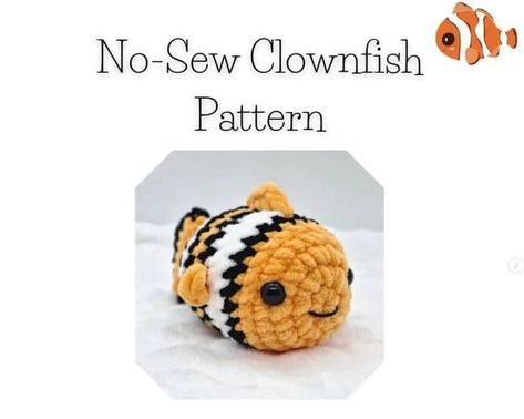 Crochet Clown Fish, Crochet No Sew Amigurumi Free Pattern, Crochet Fish Pattern Free, No Sew Amigurumi Free Pattern, No Sew Crochet Amigurumi, Fish Crochet Pattern, Crochet Fish Patterns, Crochet Project Free, Story Sack